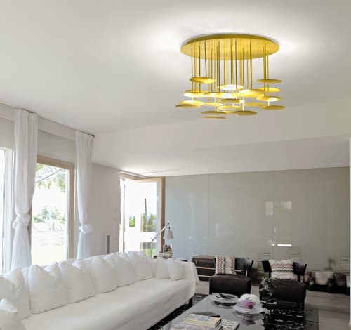 millelumen circles gold | Chandeliers by Millelumen. Item made of aluminum