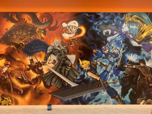 Fire & Ice Game Store Mural | Murals by Lopan 4000 | Fire & Ice Games in Rocklin. Item composed of synthetic