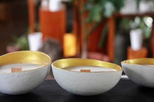 Calebasse Candle - White Gold | Candle Holder in Decorative Objects by Marie Burgos Design and Collection. Item made of ceramic