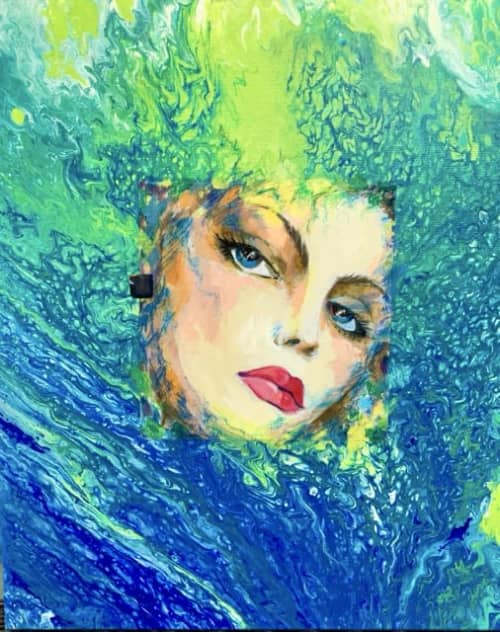 "Aqua Essence" | Paintings by Marina Saba Fine Art. Item composed of canvas compatible with contemporary and coastal style