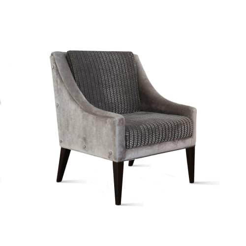 Lucina Lounge Chair with Arms, from Kravet with Buttons | Chairs by Costantini Designñ. Item made of fabric with steel