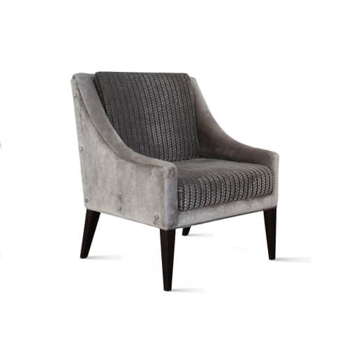 Lucina Lounge Chair with Arms, from Kravet with Buttons | Chairs by Costantini Design. Item made of fabric with steel