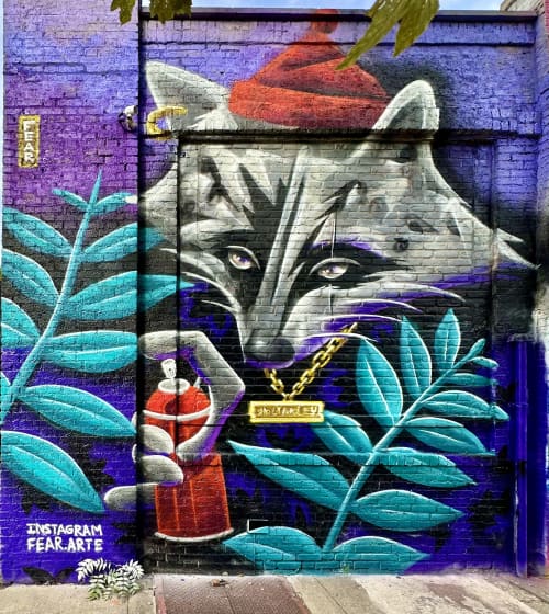 Graffiti Racoon | Murals by Art legit. Item made of synthetic works with asian & urban style
