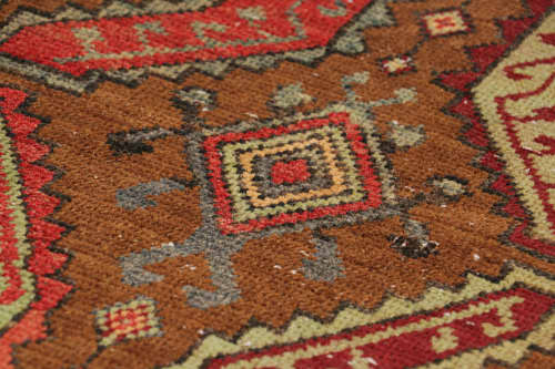 Vintage Oushak Rug in Beige-Brown, with Geometric Patterns | Area Rug in Rugs by Rug and Kilim