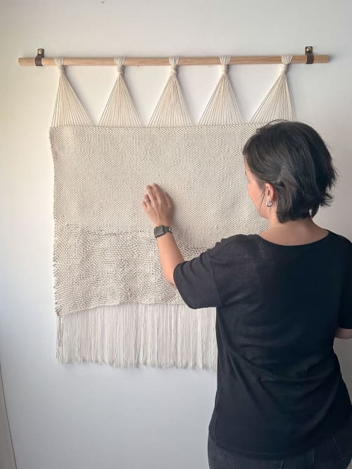 Large Handwoven Tapestry “RIPPLES” | Wall Hangings by Ana Salazar Atelier. Item made of wood with cotton works with country & farmhouse & japandi style
