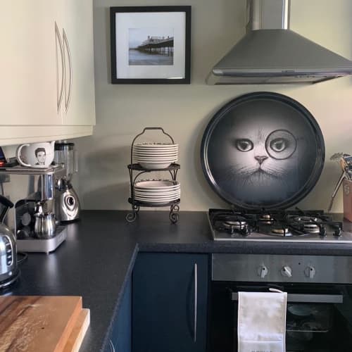“Supersize Cat Monocle Black Tray” | Tableware by Rory Dobner | Hampstead Heath in London