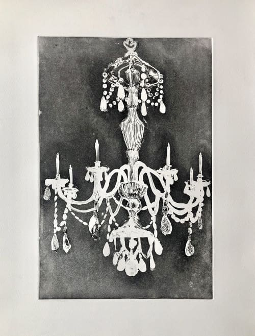 Chandelier I Etching - Print | Prints by Sara J Beazley. Item made of paper