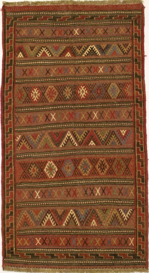 Tribal 4X7 Sumak Persian Rug | Area Rug in Rugs by Magic Rugs. Item made of cotton works with mediterranean style