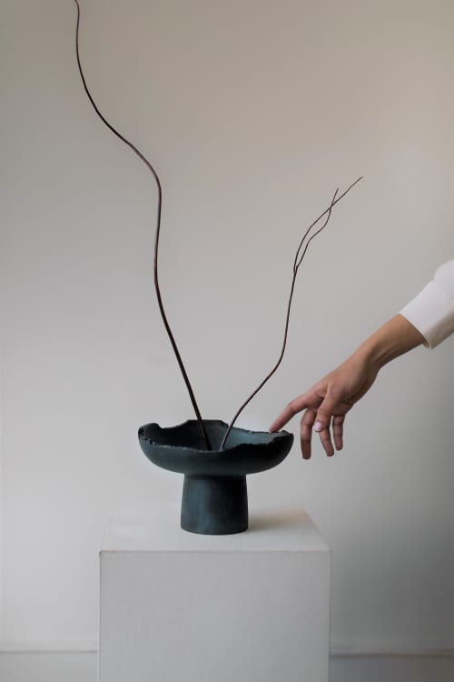 Neel Bud Vase #1 | Vases & Vessels by Pooja Pawaskar. Item made of wood & ceramic