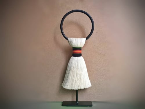 Metal Sculpture with natural raw cotton. | Sculptures by Sarmal Design. Item composed of wood and cotton in boho or country & farmhouse style