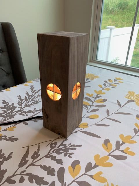 Black Walnut Lantern Light | Table Lamp in Lamps by Longing Woodworks Company. Item composed of walnut compatible with minimalism and mid century modern style