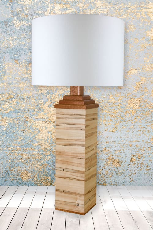Stria | Table Lamp in Lamps by Jim Thellefsen Design. Item composed of maple wood and linen in contemporary or modern style