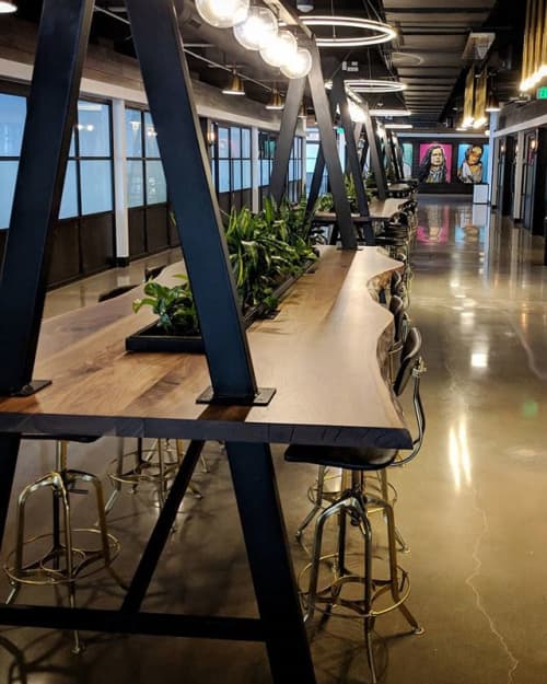 Planter Tables | Communal Table in Tables by Where Wood Meets Steel | CTRL Collective - Denver LoDo in Denver. Item composed of walnut and steel in industrial or modern style