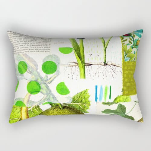 Rectangular Pillow Green Botanical | Pillows by Pam (Pamela) Smilow. Item composed of fabric