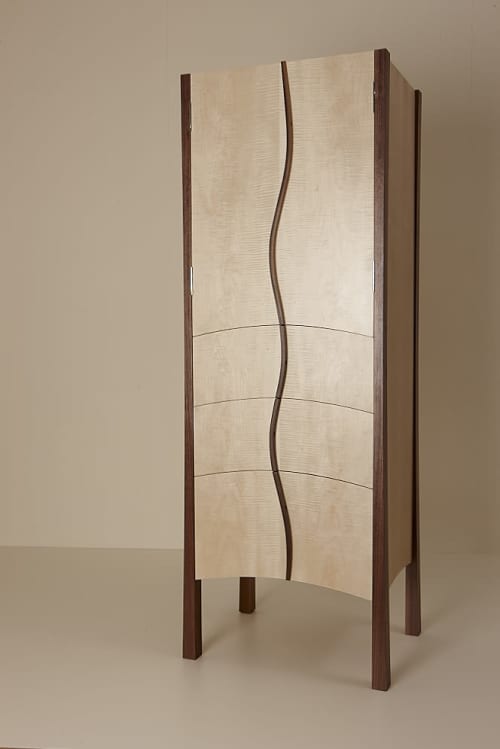 Cocktail Cabinet in Walnut and Sycamore | Storage by Heliconia Furniture Design. Item made of walnut