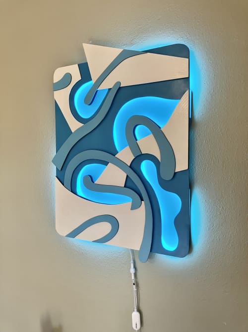 Waves of Illumination | Wall Sculpture in Wall Hangings by Lino Laure. Item composed of wood in contemporary or modern style