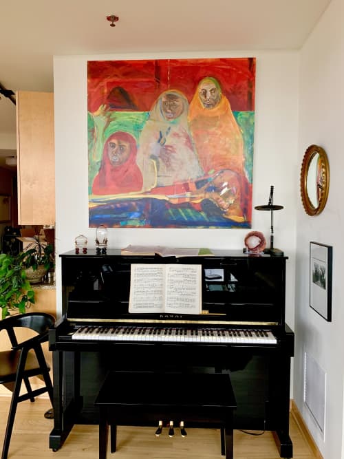 Refugees in the camps | Oil And Acrylic Painting in Paintings by Owen Brown. Item made of synthetic