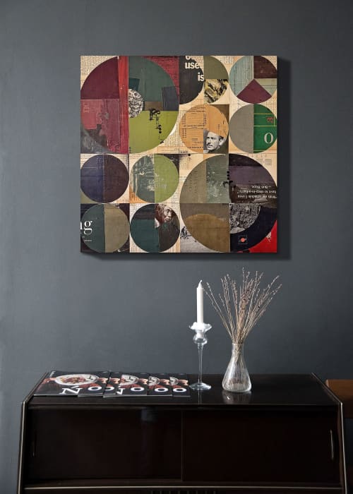 America II | Mixed Media by Glen Gauthier. Item made of canvas with paper works with mid century modern & contemporary style