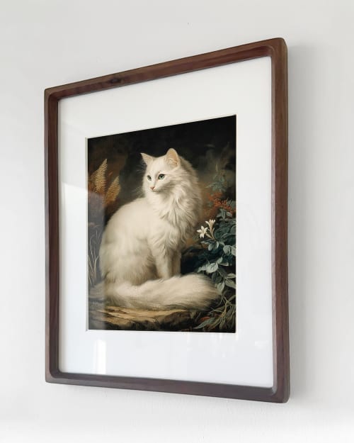 Lady - Artwork of an Angora Cat | Prints by Studio Linnæus. Item composed of walnut & cotton compatible with boho and mid century modern style