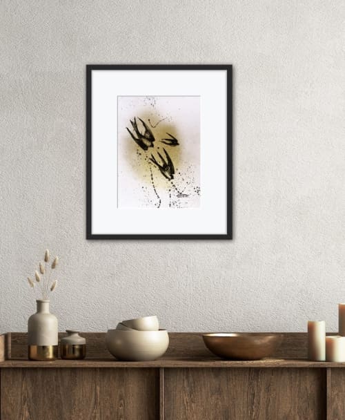 Painting from the Silhouettes series in a Black frame | Drawing in Paintings by Oplyart. Item composed of paper compatible with minimalism and contemporary style