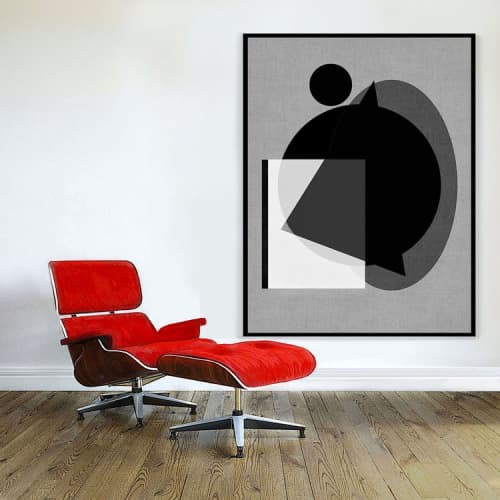 Geometrically Speaking | Prints by Linda lhermite. Item composed of canvas and paper in minimalism or mid century modern style