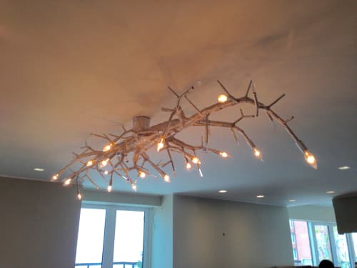 Custom newGROWTH chandelier with crystals | Chandeliers by CP Lighting. Item composed of aluminum and glass in contemporary or country & farmhouse style
