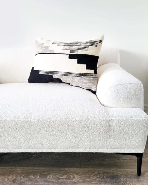 Terra Handwoven Wool Pillow Cover – Black, Grey & Cream | Cushion in Pillows by Mumo Toronto. Item composed of fabric