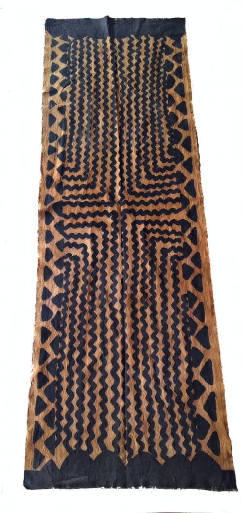 Iskonawa Heritage Mural: Ancestral hand-painted Masterpiece | Table Runner in Linens & Bedding by Sacred Andes Atelier. Item composed of cotton and fiber in minimalism or modern style