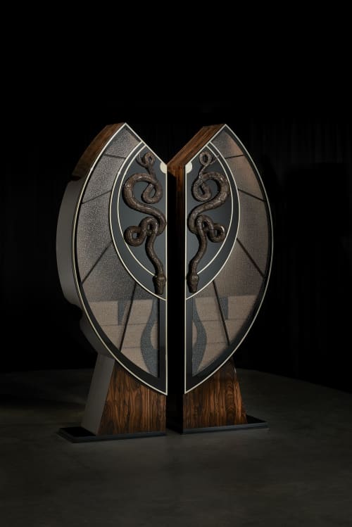 'Black Snake' Cabinet | Storage by Egle Mieliauskiene. Item made of wood with glass