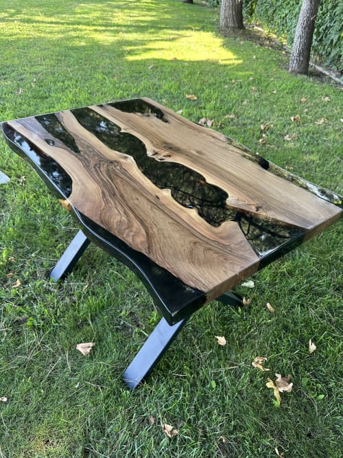 Black Epoxy Table Walnut Epoxy Table Live Edge Resin by Tinella