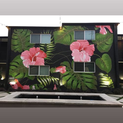 “Hibiscus” mural | Street Murals by Sheri Johnson-Lopez. Item made of synthetic