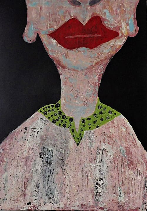 SOLD - LOOK AT ME, GIRL! - woman portrait | Oil And Acrylic Painting in Paintings by Marinela Puscasu. Item works with contemporary style