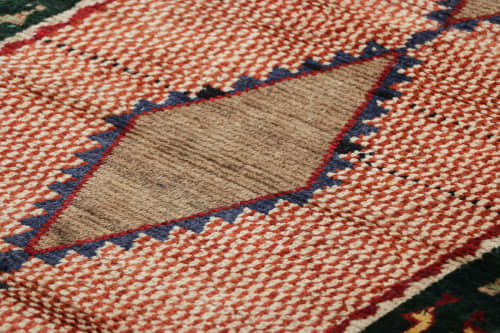 Vintage Gabbeh Persian Tribal Rug, Red with DIamond | Area Rug in Rugs by Rug and Kilim
