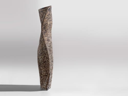 RAWLINE — Tall Sculptural Vase Balancing Raw Texture and Ele | Sculptures by Donatas Žukauskas. Item composed of cement & paper compatible with minimalism and contemporary style
