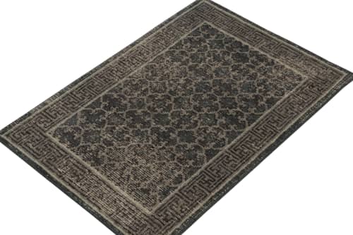 Rug & Kilim’s Distressed Khotan Rug in Blue & Gray Trellis | Area Rug in Rugs by Rug and Kilim