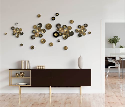 "Zen" Series  Gold and Palladium | Sculptures by Debra Steidel. Item composed of ceramic in contemporary or japandi style