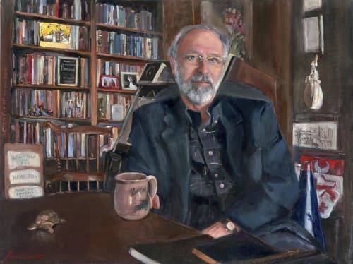 Portrait of Dean John Loge | Oil And Acrylic Painting in Paintings by Heidi Coutu | Yale University in New Haven. Item made of canvas