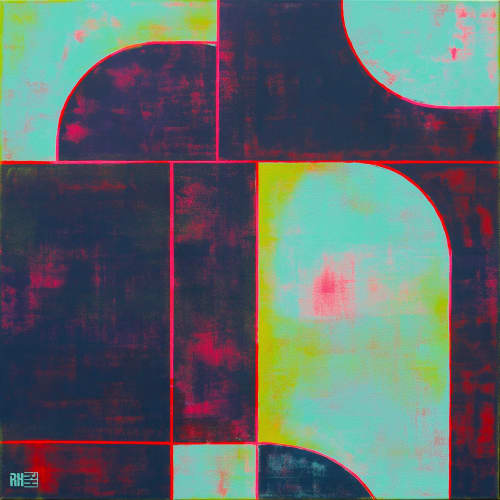 Circle in circle black & Blue | Oil And Acrylic Painting in Paintings by Ronald Hunter. Item composed of canvas and synthetic