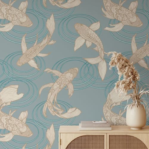 Lucky Fish Wallpaper | Wall Treatments by Patricia Braune. Item composed of paper