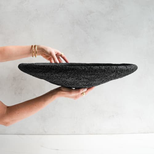 Giant Centerpiece Bowl in Carbon Black Concrete | Decorative Bowl in Decorative Objects by Carolyn Powers Designs. Item made of concrete works with minimalism & contemporary style