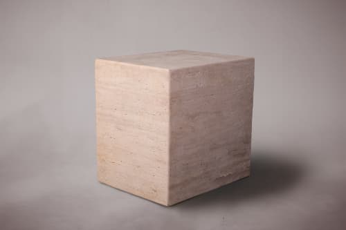 Travertine Nightstand. Travertine Bedside Table. Unique | Tables by HamamDecor LLC. Item composed of marble in minimalism or contemporary style