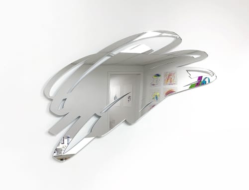 Scribble Mirror (Horizontal) - 48" wide | Decorative Objects by Ryan Coleman. Item composed of glass