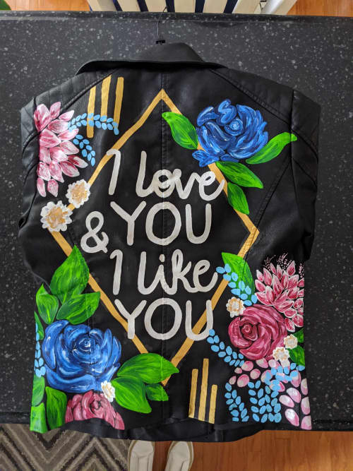 Hand Painted Leather Jackets (for Bride & MOH) | Paintings by Christine Crawford | Christine Creates