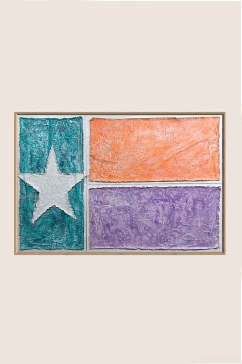 Flags TX F3045 A | Mixed Media in Paintings by Michael Denny Art, LLC. Item made of bamboo & canvas compatible with minimalism and contemporary style