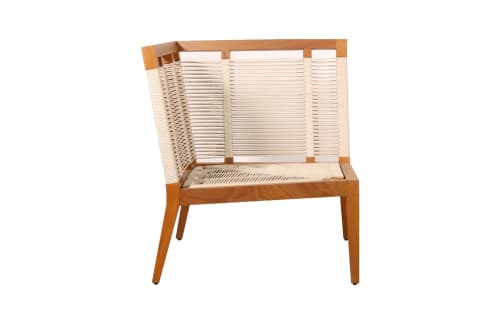 Modern Hand-Woven Cording Outdoor Banquette from Costantini | Sectional in Couches & Sofas by Costantini Design. Item composed of wood and fabric in contemporary or modern style