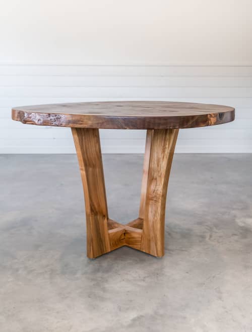Live Edge Black Walnut Round Dining Table Eclipse Series Arbutus