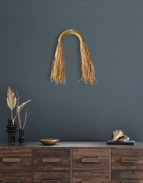 Ceramic Arch With Raffia  | Beige | S | Ornament in Decorative Objects by Dörte Bundt. Item made of ceramic works with boho & mid century modern style