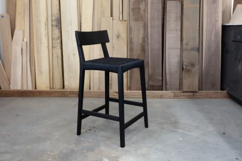 Briard Stool (with backrest) | Counter Stool in Chairs by Sheepdog. Item composed of oak wood and paper in minimalism or mid century modern style