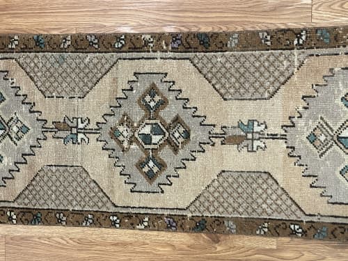 Hand-woven Turkish Rug Doormat | Small Rug in Rugs by Wool and Rug. Item made of wool works with boho & contemporary style