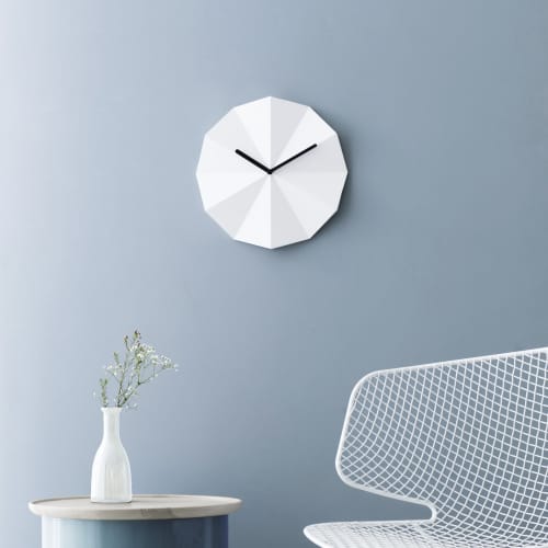 Delta Clock White | Decorative Objects by LAWA DESIGN. Item made of wood